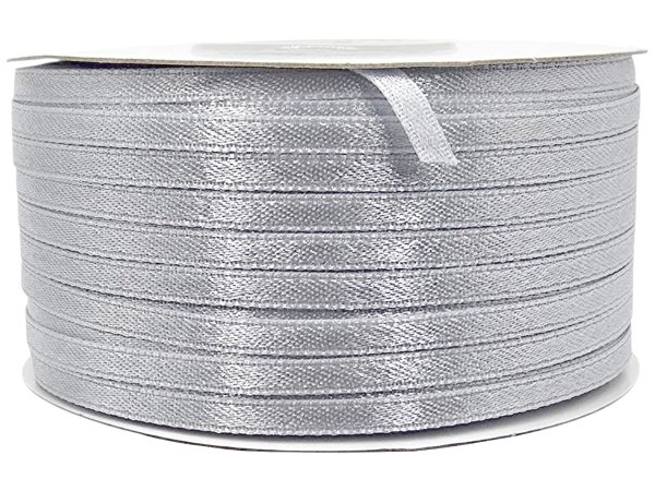 3mm wstążka atłasowa 137m dwustronna 102 SZARA 100% nylon z dużym połyskiem gęsto tkana importer Goldpol