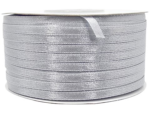 3mm wstążka atłasowa 137m dwustronna 102 SZARA 100% nylon z dużym połyskiem gęsto tkana importer Goldpol