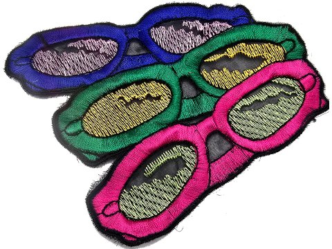 Aplikacja OKULARY róż green blue cena za 1szt Outlet Koniec Kolekcji ostatnie sztuki