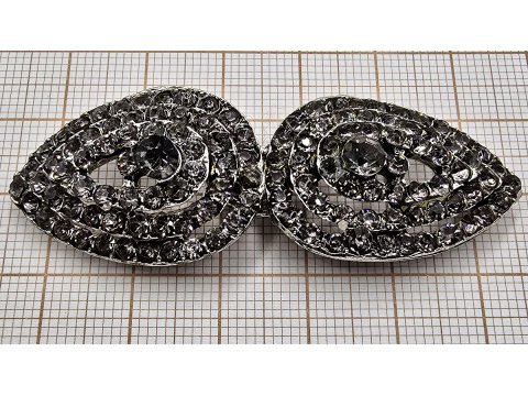 Zapięcie metalowe 60-30mm srebrne haftka ozdobne z cyrkoniami cena 1 sztukę zapięcia ozdobne typu haftka