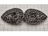 Zapięcie metalowe 60-30mm srebrne haftka ozdobne z cyrkoniami cena 1 sztukę zapięcia ozdobne typu haftka
