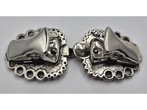 Zapięcie metalowe 60-20mm srebrne haftki ozdobne cena 1 para zapięcia ozdobne typu haftka żabką