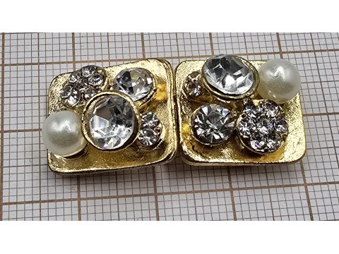 Zapięcie metalowe 35-15mm haftka ozdobna czarny nikiel z cyrkoniami i perłami cena 1 sztukę zapięcia ozdobne typu haftka