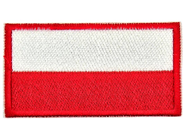 Aplikacja FLAGA POLSKI 80mm x 40mm CZERWONA RAMKA TERMO cena za 1szt naszywka patche na żelazko