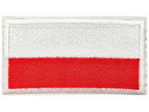 Aplikacja FLAGA POLSKI 80mm x 40mm BIAŁA RAMKA TERMO cena za 1szt naszywka patche na żelazko