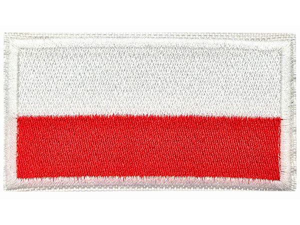 Aplikacja FLAGA POLSKI 40mm x 20mm BIAŁA RAMKA TERMO cena za 1szt naszywka patche na żelazko