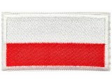 Aplikacja FLAGA POLSKI 40mm x 20mm BIAŁA RAMKA TERMO cena za 1szt naszywka patche na żelazko