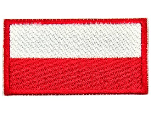 Aplikacja FLAGA POLSKI 40mm x 20mm CZERWONA RAMKA TERMO cena za 1szt naszywka patche na żelazko