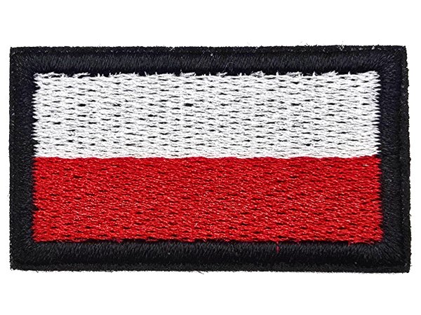 Aplikacja FLAGA POLSKI 44mm x 24mm CZARNA RAMKA TERMO cena za 1szt naszywka patche na żelazko