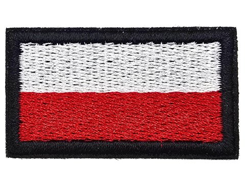 Aplikacja FLAGA POLSKI 44mm x 24mm CZARNA RAMKA TERMO cena za 1szt naszywka patche na żelazko