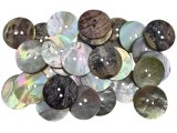 25mm Guziki AKOYA 10szt z masy perłowej ZIELONA BEŻ SZARY -711-guzik akoja ozdobny dwudziurkowy każdy jest inny