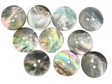 20mm Guziki AKOYA 10szt z masy perłowej ZIELONA BEŻ SZARY -121-guzik akoja ozdobny dwudziurkowy każdy jest inny