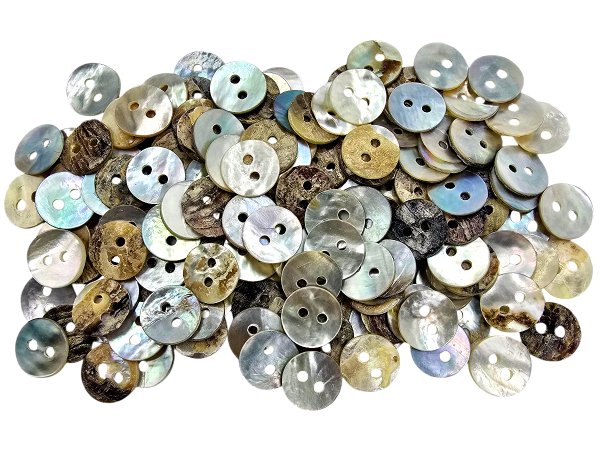 10mm Guziki AKOYA 100szt z masy perłowej ZIELONA BEŻ SZARY -278-guzik akoja ozdobny dwudziurkowy każdy jest inny