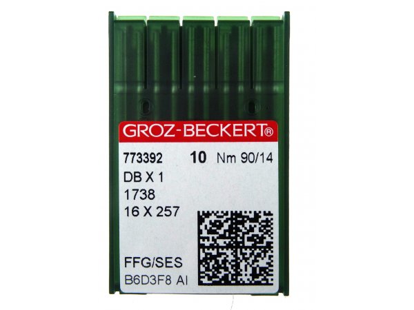 Igły przemysłowe cienka kolba DO DZIANIN 90/14 Groz Beckert DBx1 1738 16x257 FFG/SES