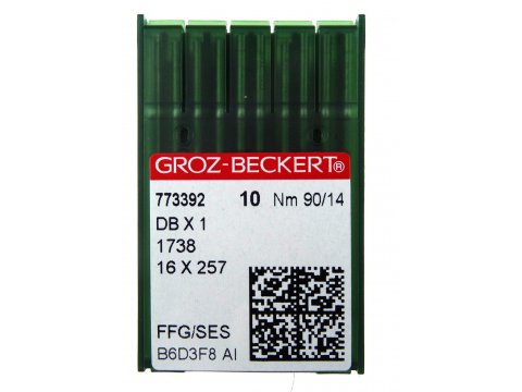 Igły przemysłowe cienka kolba DO DZIANIN 90/14 Groz Beckert DBx1 1738 16x257 FFG/SES