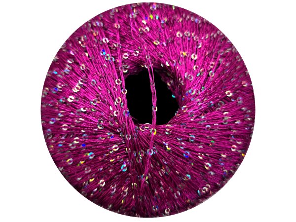 GALASSIA 02 RÓŻ FUKSJA 25g 112m kordonek z cekinami 2mm co 1cm
