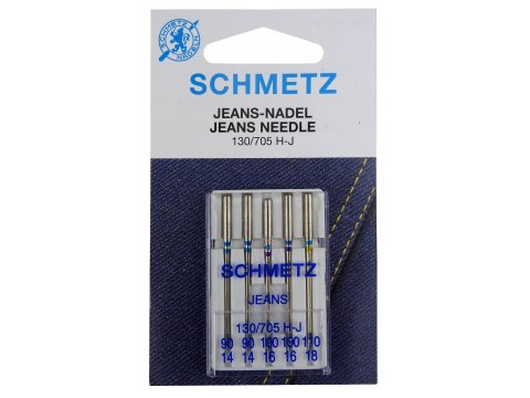 Igły SCHMETZ półpłaskie JEANS mix igieł do maszyn domowych do dżinsu 130/705 H