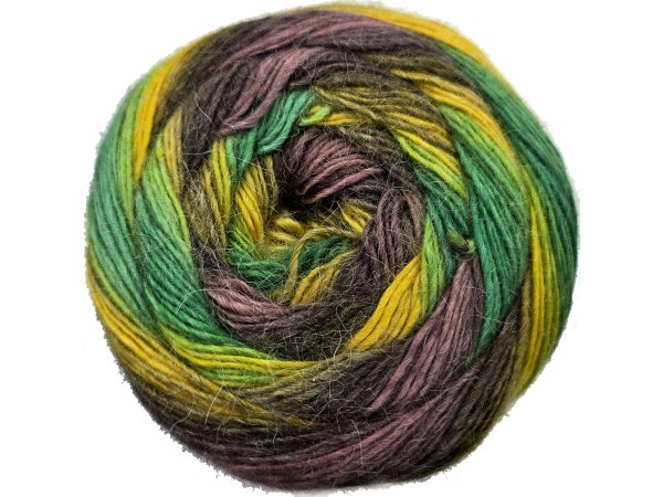 STYLISH ALPACA 05 FIOLET/ZIELONY/ŻÓŁTY YarnArt 150g 525m lekka wełna na chusty entrelac