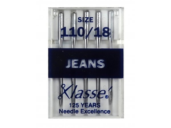 Igły półpłaskie JEANS do stebnowania grubość 110/18 do maszyn domowych do dżinsu 130/705 H
