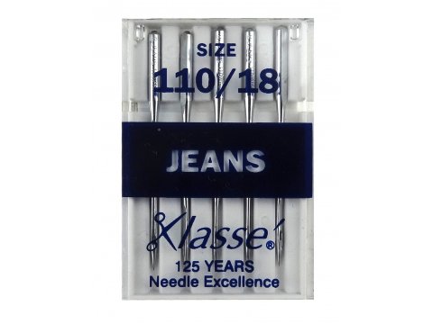 Igły półpłaskie JEANS do stebnowania grubość 110/18 do maszyn domowych do dżinsu 130/705 H