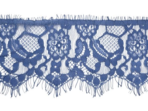 90mm Koronka z rzęskami NIEBIESKA cena za 1m SPRZEDAŻ W KUPONACH PO 3m- koronka brzegowa z wąsami