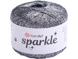 SPARKLE 1303 SREBRNY MIX CZARNY 25g 160m YARNART sznurek brokatowy 2mm