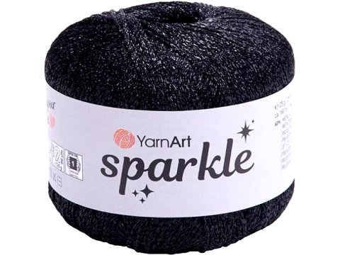 SPARKLE 1360 CZARNY 25g 160m YARNART sznurek brokatowy 2mm