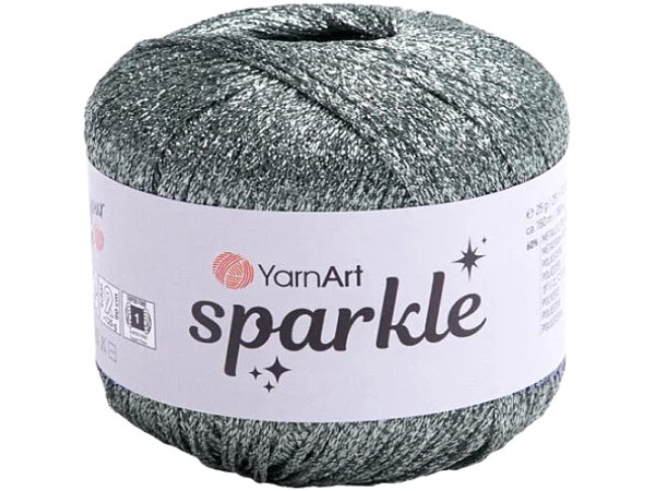 SPARKLE 1357 STALOWY SREBRNY CIEMNY 25g 160m YARNART sznurek brokatowy 2mm