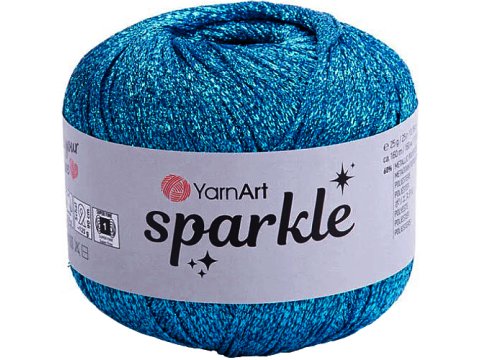 SPARKLE 1321 TURKUS 25g 160m YARNART sznurek brokatowy 2mm