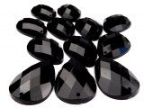 ŁEZKA 18 x 25 mm kamienie akrylowe 1-CZARNE 12 sztuk do przyszycia i przyklejania