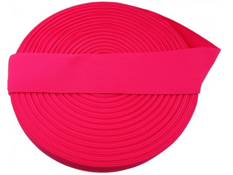 Guma 50mm 5cm tkana 1410 RÓŻ  OSTRY FLUO HURT cena za 25m czeski produkt gumka krawiecka odzieżowa PEGA