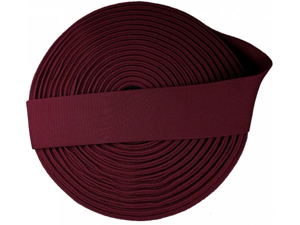 Guma 50mm 5cm tkana 7504 BORDOWY WIŚNIOWY HURT cena za 25m czeski produkt gumka krawiecka odzieżowa PEGA