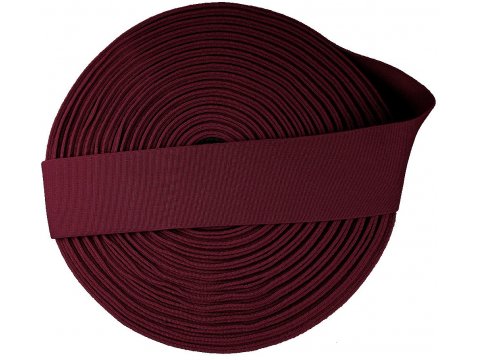 Guma 50mm 5cm tkana 7504 BORDOWY WIŚNIOWY HURT cena za 25m czeski produkt gumka krawiecka odzieżowa PEGA
