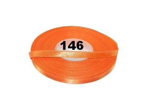 6mm wstążka atłasowa 146 POMARANCZOWY cena za 1 rolkę 25m nylonowa wstążeczka satynowa największy wybór skle