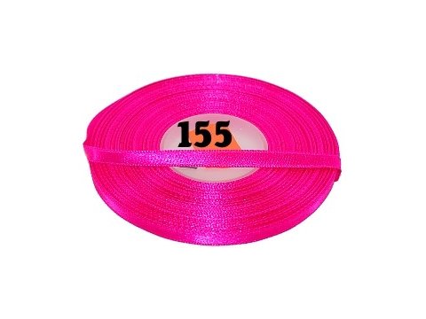 6mm wstążka atłasowa 155 RÓŻ FLUO cena za 1 rolkę 25m nylonowa wstążeczka satynowa największy wybór skle