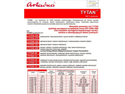 TYTAN 100 nici do korali pikowania skóry 2500-BIAŁE cena za 1 sztukę 200m największa pasmanteria Warszawa