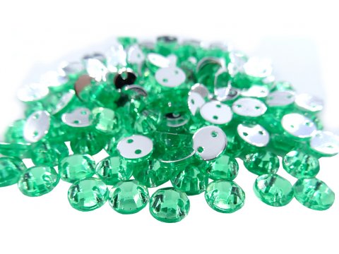 KÓŁKO 6,5 mm kamienie akrylowe 10 ZIELONE MIĘTOWE 144 sztuk do przyszycia i przyklejania pasmanteria warszawa