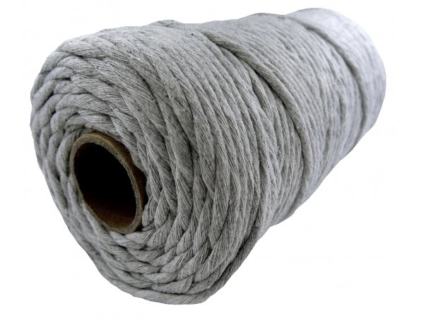 Sznurek bawełniany 3mm 7 MEDIUM GREY ŚREDNI SZARY 1PLY 100m  skręcany sklep ze sznurkami Warszaw