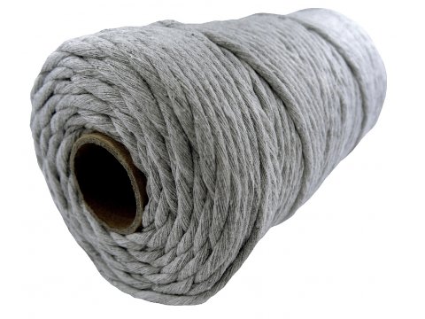 Sznurek bawełniany 3mm 7 MEDIUM GREY ŚREDNI SZARY 1PLY 100m  skręcany sklep ze sznurkami Warszaw