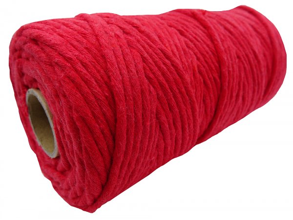 Sznurek bawełniany 3mm 25 CZERWONY 1PLY 100m  skręcany sklep ze sznurkami Warszaw