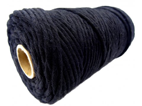 Sznurek bawełniany 3mm 28 BLACK CZARNY 1PLY 100m  skręcany sklep ze sznurkami Warszaw