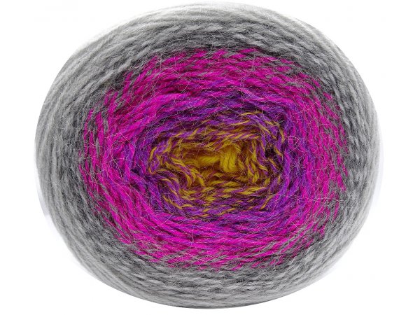 FLOWERS ALPACA 415 SZARY/FUKSJA/FIOLET/ŻÓŁTY 20% Alpaki 80% akrylu YarnArt 250g 940m grubsza włóczka