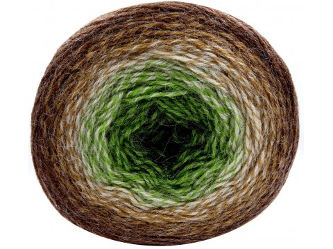 FLOWERS ALPACA 425 BRĄZ/MIODOWY/BEŻ/ZIELONY/ZIELEŃ CHOINKA 20% Alpaki 80% akrylu YarnArt 250g 940m grubsza włóczka