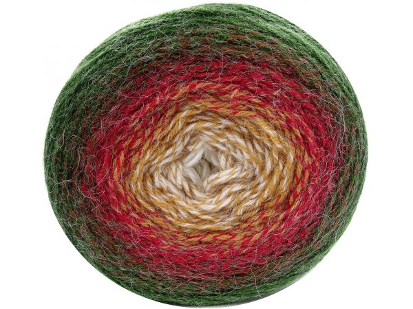 FLOWERS ALPACA 420 ZIELONY/CZERWONY/RUDY/ECRU 20% Alpaki 80% akrylu YarnArt 250g 940m grubsza włóczka