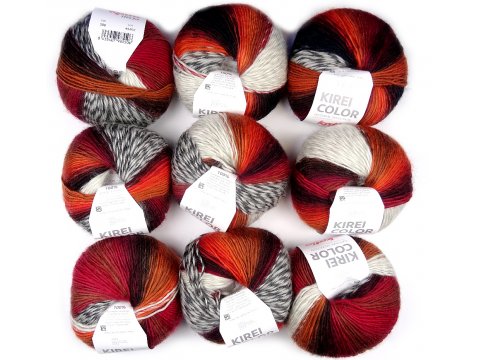 KIREI COLOR 306 BRĄZ/RUDY/SZARY włóczka 100% wełna 100g 160m włóczka cienka ombre cieniowana melanż kolory ziem