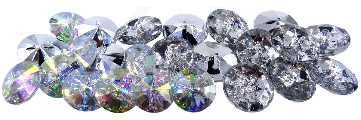 Guziki Przezroczyste Diamentowe na Stopce Efekt AB | GOLD-POL ✔️