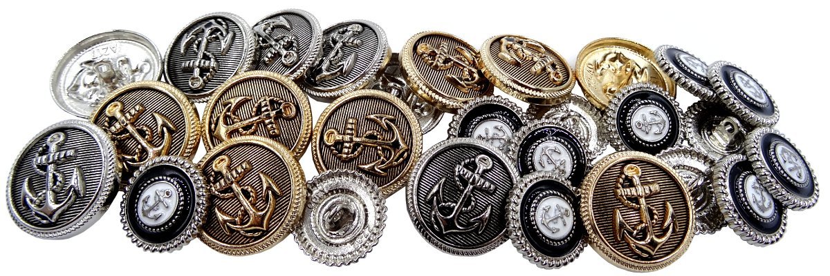 Guziki Marynarskie z Kotwicą Metalowe i Plastikowe Marine | GOLD-POL ✔️